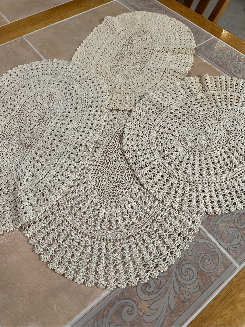 5 Handmade Crochet Table Doilies in Cream - Decorative Home Accent